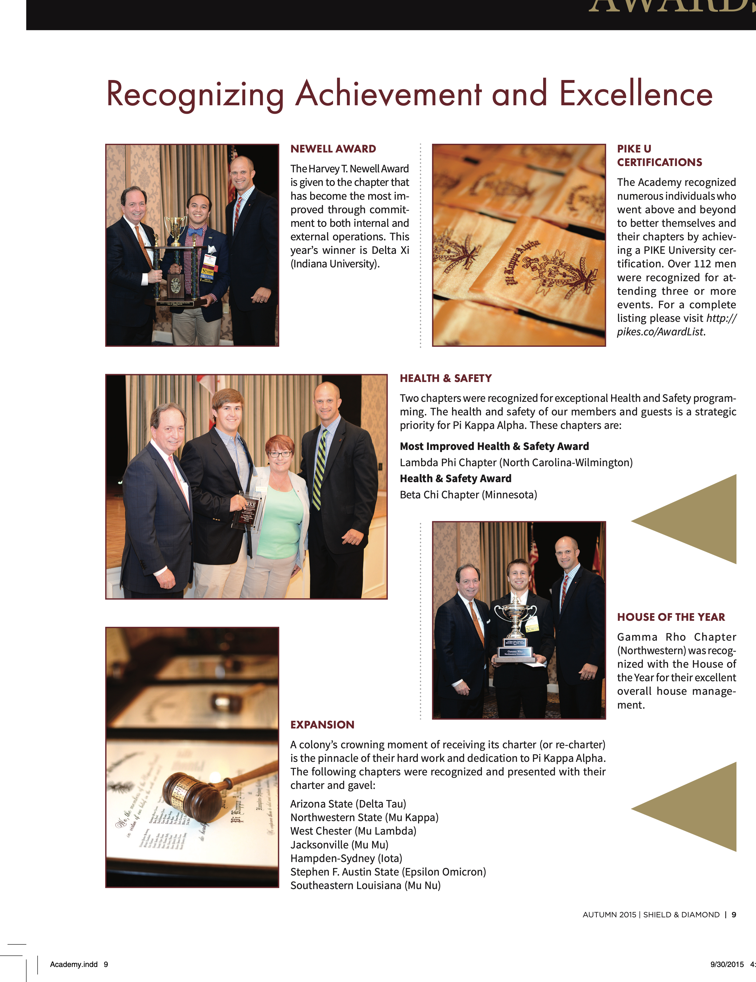 Pike University: Awards, Autumn 2015